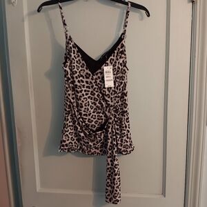 INC Classic Cheetah Print Camisole Wrap Top S NEW with TAGS